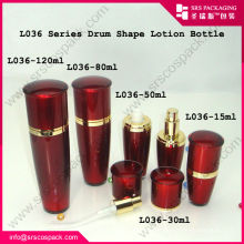 Professional Cosmetic Company Acrílico Drum Forma Red Gold Container E 100ml Garrafa De Plástico